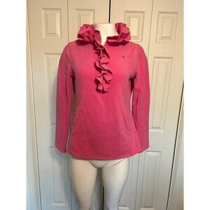 Lilly Pulitzer womens Pink Ruffle Quarter Zip Fleece Pullover Size S